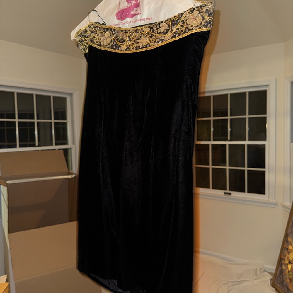 Pierre Balmain Black Dress with Gold Trim